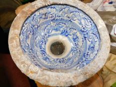 A recovered ships blue & white transferware toilet
