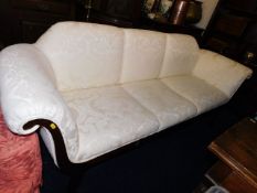 An upholstered 19thC. continental three seater mah