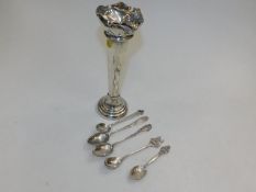 A silver posy vase a/f & five silver & white metal