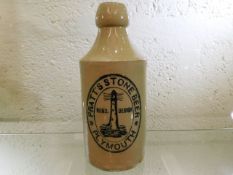 A Pratt's Stone Beer Plymouth pictorial bottle