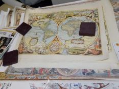 A quantity of antique style global maps