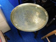 A brass benares tray & stand