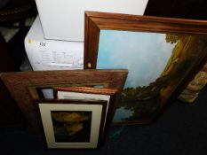 A quantity of prints & a carved frame