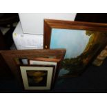 A quantity of prints & a carved frame