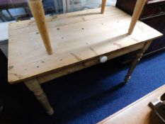 A stripped pine farmhouse table with drawer & cera