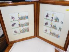 A pair of framed humorous golf pictures