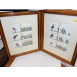 A pair of framed humorous golf pictures