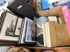 A boxed quantity of items relating to railway & bu
