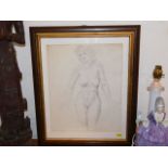 A framed nude pencil sketch