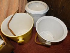 Three antique porcelain spit buckets