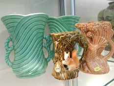 A pair of Sylvac vases & two other pieces of early