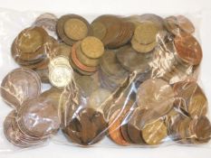 A bagged quantity of mixed coinage
