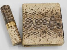 A snakeskin purse & lipstick holder