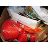 A large box of knitting & related items inc. wool