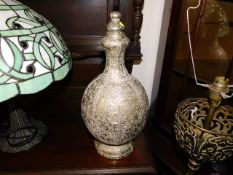A Persian style white metal covered wooden wine bo