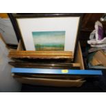 A boxed quantity of pictures & prints