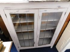A painted oak display cabinet
