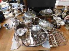 A quantity of silver plated wares including a heav