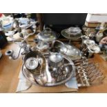 A quantity of silver plated wares including a heav