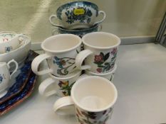 Five Portmeirion Botanic Garden cups & saucers & o