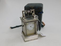 A French miniature carriage clock & case