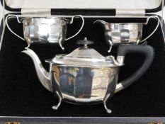 An Edward Viner silver three piece tea service wit