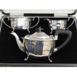 An Edward Viner silver three piece tea service wit