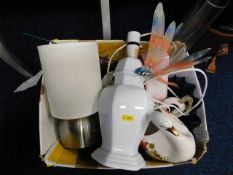 A boxed quantity of household items