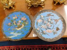 Two c.1900 Japanese cloisonne chargers a/f
