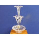 A Victorian glass epergne with one large centre fl