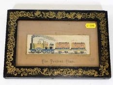A Victorian silk Stevengraph of railway scene set