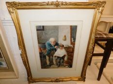 A well executed framed watercolour depicting old m