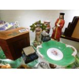 An oriental tea caddy & a quantity of ceramic item