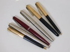 Six pens including fountain