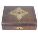 A c.1900 leather bound jewellery box with brass de