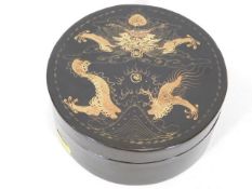 A c.1900 Chinese lacquerware box with gilt dragon