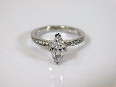 An 18ct white gold marquise cut ring with approx.