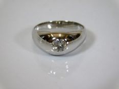 An 18ct white gold signet ring set with 0.4ct diamond approx. 7.7g