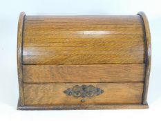 A c.1900 tambour top writing box, lacking one hand