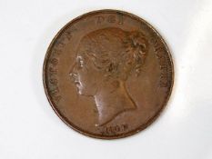 An 1841 Victorian penny of good grade