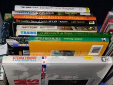 A boxed quantity of modern railway books
