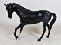 A Royal Doulton black porcelain horse 7in high