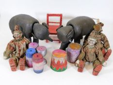 A 1920’s Schoenhut circus comprising two elephants