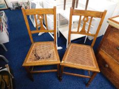 Two Edwardian cane chairs, one a/f