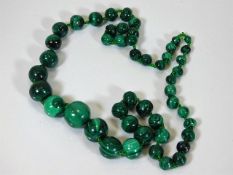 A Victorian malachite bead necklace approx. 179g