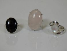 A silver blue john ring & two others