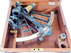 A cased 1930’s Hezzanith brass ships sextant