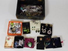 A quantity of costume jewellery including silver