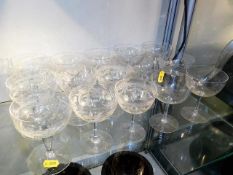 A quantity of fifteen Victorian champagne glasses