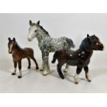 Three Beswick foals, appaloosa has repair to ears